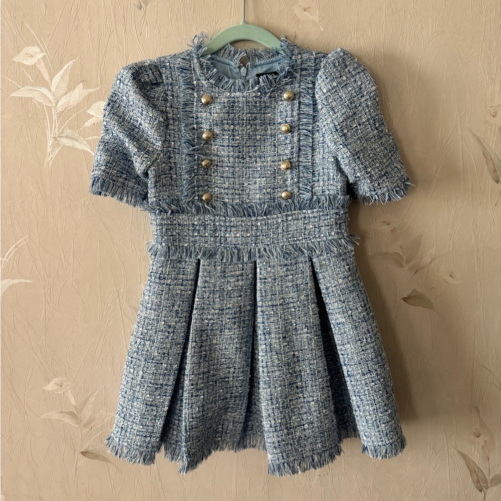 NWT Bardot Junior Light Blue tweed dress - Picture 4 of 6